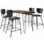 Nature'S Edge Solid Acacia Five Piece Counter Height Dining Set With Modern Upholstered Faux Leather Barstools In Brown