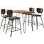 Nature'S Edge Solid Acacia Five Piece Counter Height Dining Set With Modern Upholstered Faux Leather Barstools In Brown 1985-52C-4-OWNSTDBN