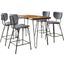 Nature'S Edge Solid Acacia Five Piece Counter Height Dining Set With Modern Upholstered Faux Leather Barstools In Grey 1781-52C-4-OWNSTGRY