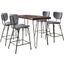 Nature'S Edge Solid Acacia Five Piece Counter Height Dining Set With Modern Upholstered Faux Leather Barstools In Grey 1981-52C-4-OWNSTGRY