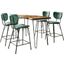 Nature'S Edge Solid Acacia Five Piece Counter Height Dining Set With Modern Upholstered Faux Leather Barstools In Jade 1781-52C-4-OWNSTJD