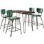 Nature'S Edge Solid Acacia Five Piece Counter Height Dining Set With Modern Upholstered Faux Leather Barstools In Jade 1981-52C-4-OWNSTJD