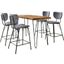 Nature'S Edge Solid Acacia Five Piece Counter Height Dining Set With Modern Upholstered Faux Leather Barstools In Natural and Grey