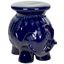 Navy Glazed Ceramic Elephant Stool