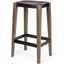Nell 30 Inch Seat Height Black Metal Seat And Foot Rest With Brown Wood Legs Stool