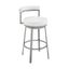 Neura Swivel Counter or Bar Stool In Cloud Finish with White Faux Leather