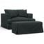 Newport Slipcover For 52 Inch Wide Chair and A Half With Ottoman With 2 Throw Pillow Covers In Dark Gray