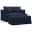 Newport Slipcover For 52 Inch Wide Chair and A Half With Ottoman With 2 Throw Pillow Covers In Navy Blue
