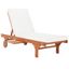 Newport Teak Brown and Beige Chaise Lounge Chair with Side Table