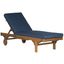 Newport Teak Brown and Navy Chaise Lounge Chair with Side Table