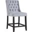 Newport Velour Fabric Tufted Back Bar Stool Set of 2 In Gray