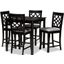 Nisa Modern And Contemporary Grey Fabric Upholstered Espresso Brown Finished 5-Piece Wood Pub Set