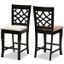 Nisa Modern And Contemporary Sand Fabric Upholstered Espresso Brown Finished 2-Piece Wood Counter Stool Set Of 4