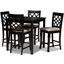 Nisa Modern And Contemporary Sand Fabric Upholstered Espresso Brown Finished 5-Piece Wood Pub Set