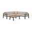 Nofi Outdoor Patio Sectional Set In Charcoal Finish with Taupe Cushions and Teak Wood