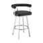 Nolagam Swivel Counter Stool In Brushed Stainless Steel with Black Faux Leather