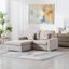 Nolan Beige Linen Fabric 2-Seater Reversible Sofa Chaise With Pillows And Interchangeable Legs 89420-13B