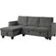 Nova Dark Gray Velvet Reversible Sleeper Sectional Sofa With Storage Chaise