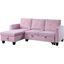 Nova Pink Velvet Reversible Sleeper Sectional Sofa With Storage Chaise