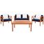 Nunzio Natural/Navy 4 Piece Outdoor Set With Accent Pillows