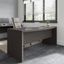 Office By Kathy Ireland Echo 72W Bow Front Desk In Charcoal Maple
