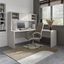 Office By Kathy Ireland Echo 72W L Shaped Computer Desk With Hutch In Gray Sand