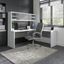 Office By Kathy Ireland Echo 72W L Shaped Computer Desk With Hutch In Pure White And Modern Gray