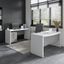 Office by Kathy Ireland Echo Bow Front Desk and Credenza with Mobile File Cabinet in Pure White and Modern Gray