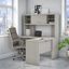 Office by Kathy Ireland Echo L Shaped Desk with Hutch in Gray Sand