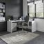 Office by Kathy Ireland Echo L Shaped Desk with Mobile File Cabinet in Pure White and Modern Gray