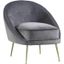 Olivia 19 Inch Velvet Accent Chair With Gold Legs In Gray