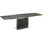 Olivia Dining Table In Brown Marbled Porcelain Top On Glass With Gray Oak Base