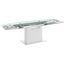 Olivia Dining Table In Clear Glass With High Gloss White Lacquer Base