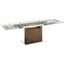 Olivia Dining Table In Clear Glass With Walnut Veneer Base