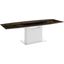 Olivia Dining Table In Smoked Glass With High Gloss White Lacquer Base