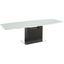Olivia Dining Table In White Glass With Dark Gray Oak Base