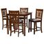 Olympia Fabric and Wood 5 Piece Pub Set In Grey and Walnut Brown