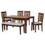 Olympia Fabric and Wood 6 Piece Dining Set In Grey and Walnut Brown