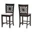 Olympia Fabric and Wood Counter Stool Set of 2 In Grey and Espresso Brown