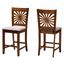 Olympia Fabric and Wood Counter Stool Set of 2 In Grey and Walnut Brown