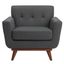 Opal Linen Tufted Arm Chair In Slate And Grey
