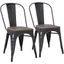 Oregon Industrial-Farmhouse Stackable Dining Chair In Vintage Black Metal And Espresso Wood-Pressed Grain Bamboo - Set Of 2