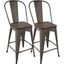 Oregon Industrial High Back Counter Stool In Antique And Espresso - Set Of 2
