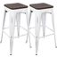 Oregon Industrial Stackable Barstool In Vintage White And Espresso - Set Of 2