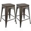 Oregon Industrial Stackable Counter Stool In Antique And Espresso - Set Of 2