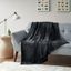 Oversized Solid Microlight Plush Brushed Throw In Black