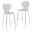Oyster Acrylic Barstool with Steel Frame In Chrome Finish Set of 2 In Smoke