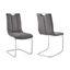 Pacific Dining Room Accent Chair Set of 2 In Gray Fabric and Brushed Stainless Steel Finish