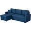 Paisley Blue Linen Fabric Reversible Sleeper Sectional Sofa With Storage Chaise