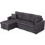 Paisley Dark Gray Linen Fabric Reversible Sleeper Sectional Sofa With Storage Chaise